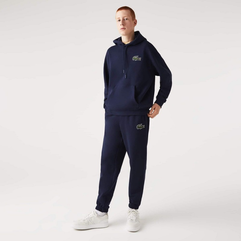 Men's Lacoste Organic Cotton Fleece Sweatpants Navy Blue | GWA540962