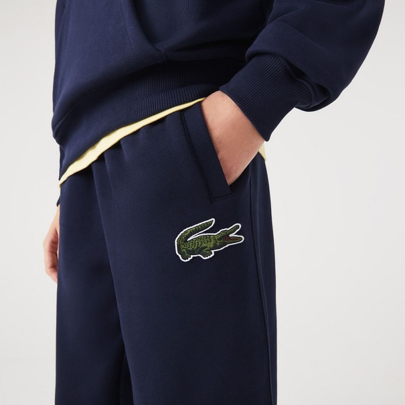 Men's Lacoste Organic Cotton Fleece Sweatpants Navy Blue | GWA540962