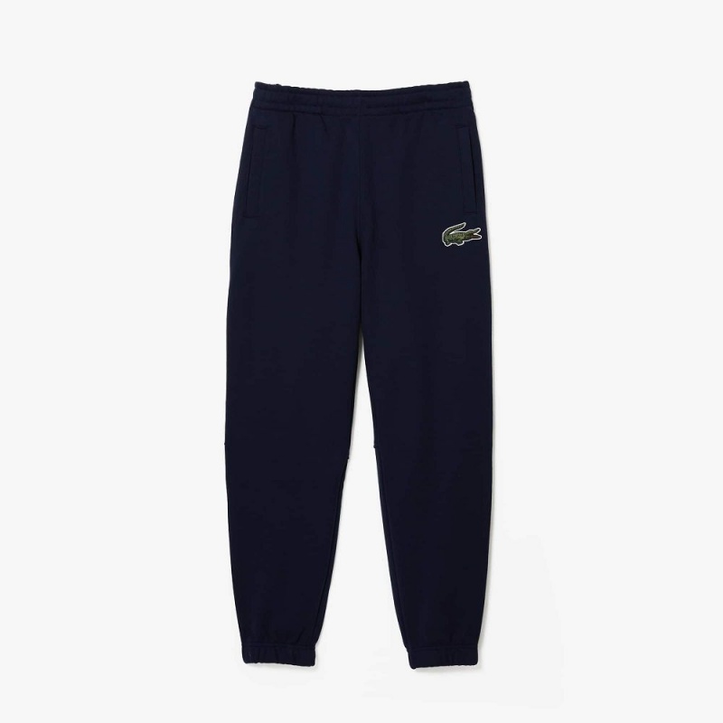 Men's Lacoste Organic Cotton Fleece Sweatpants Navy Blue | GWA540962