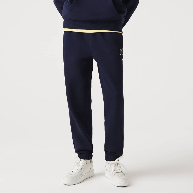 Men's Lacoste Organic Cotton Fleece Sweatpants Navy Blue | GWA540962