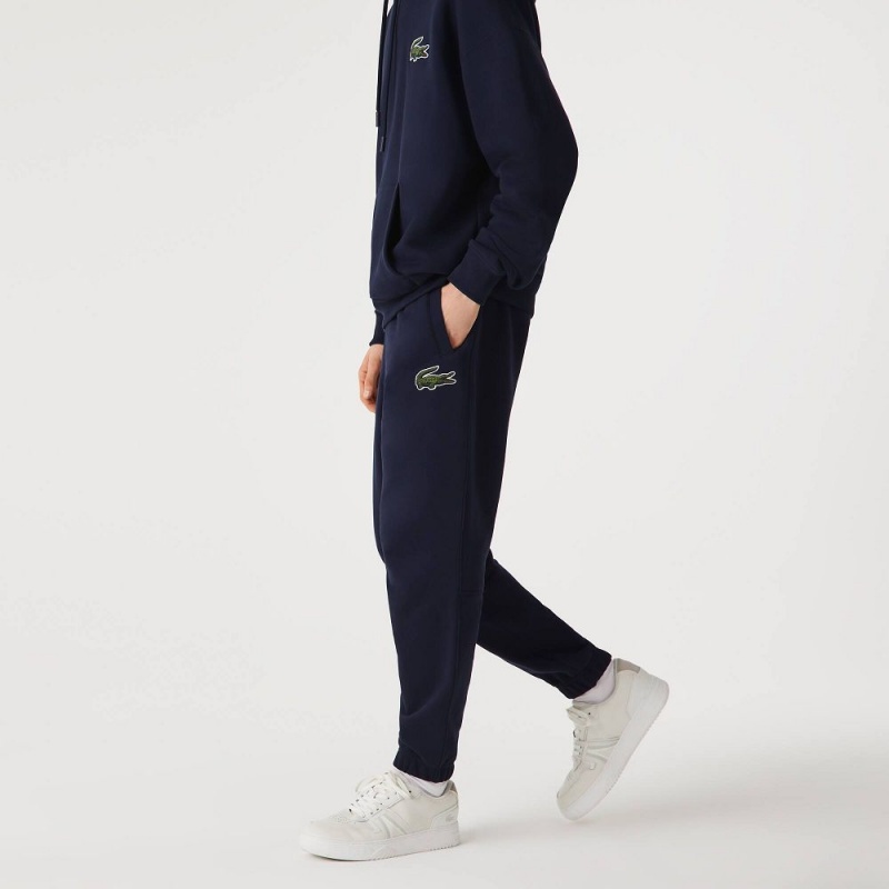 Men's Lacoste Organic Cotton Fleece Sweatpants Navy Blue | GWA540962