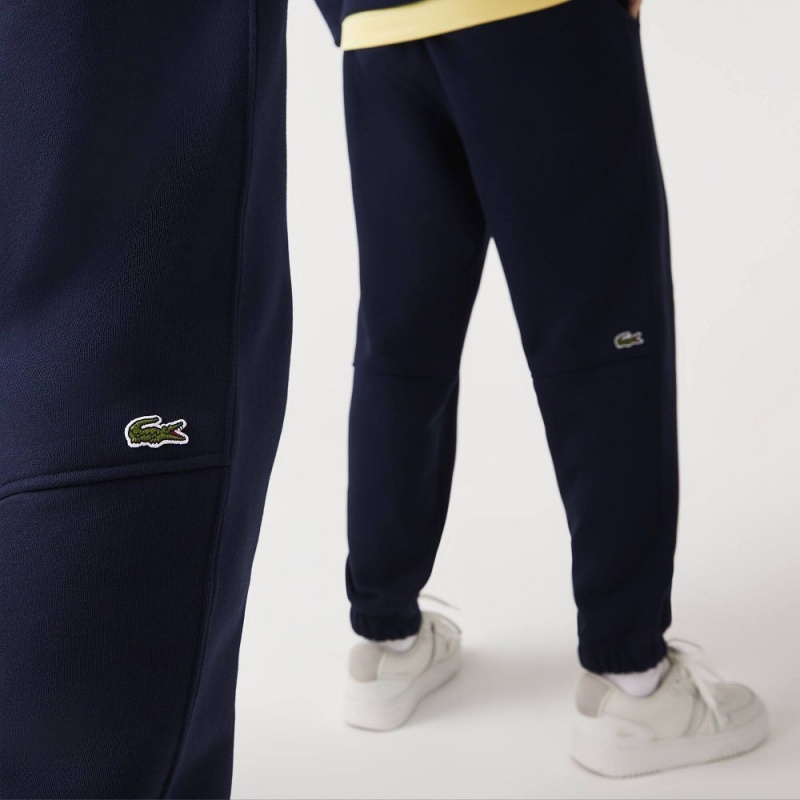 Men's Lacoste Organic Cotton Fleece Sweatpants Navy Blue | GWA540962