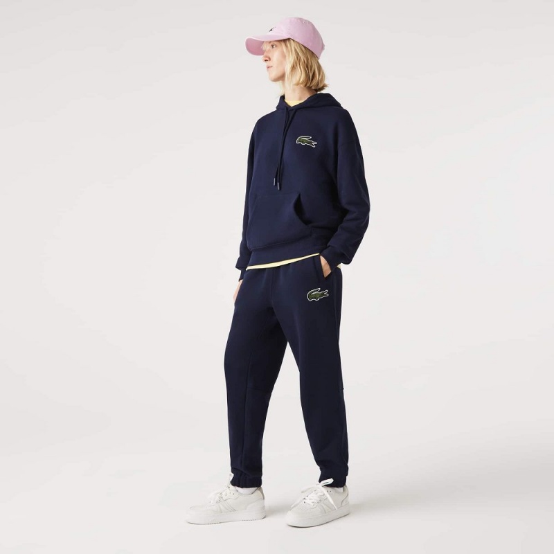 Men's Lacoste Organic Cotton Fleece Sweatpants Navy Blue | GWA540962