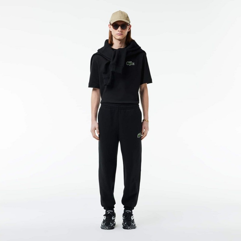 Men's Lacoste Organic Cotton Fleece Sweatpants Black | PVR845269