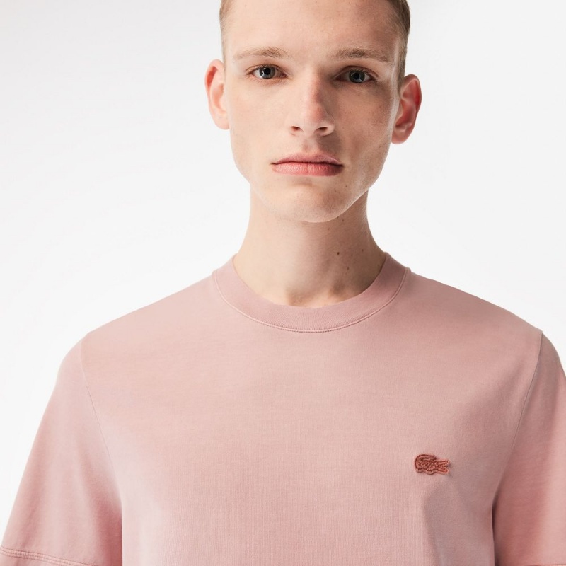 Men's Lacoste Organic Cotton Natural Dye T-Shirt Pink | ZSA590326