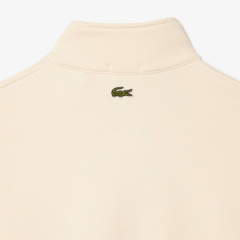 Men's Lacoste Organic Cotton Quarter-Zip Sweatshirt Cream | UTJ475180