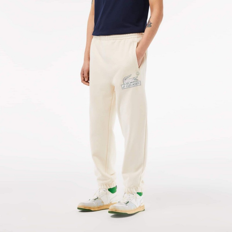 Men's Lacoste Organic Cotton Sweatpants Cream | STM782351