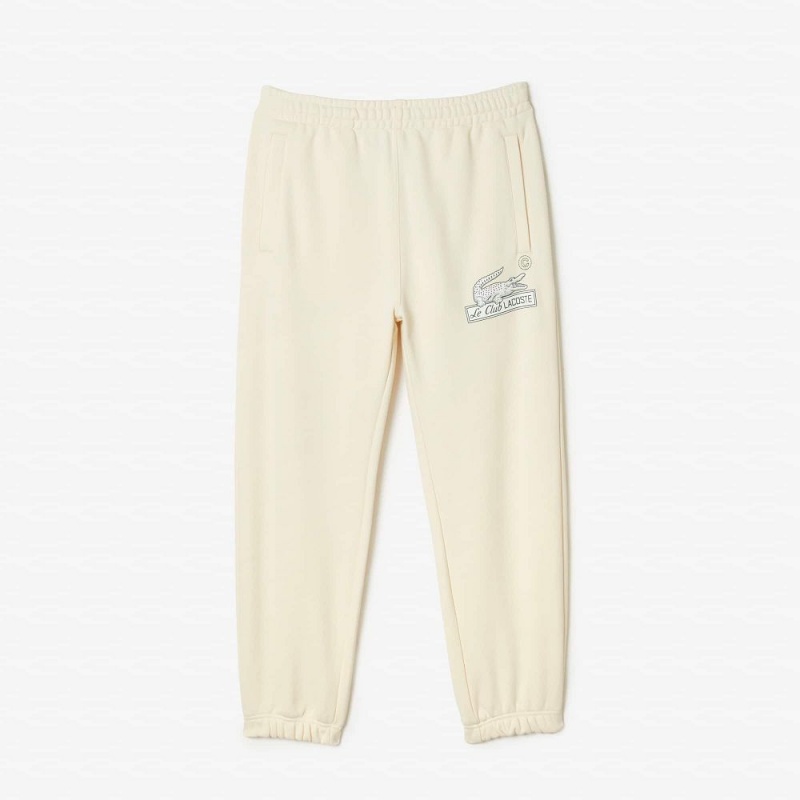 Men's Lacoste Organic Cotton Sweatpants Cream | STM782351