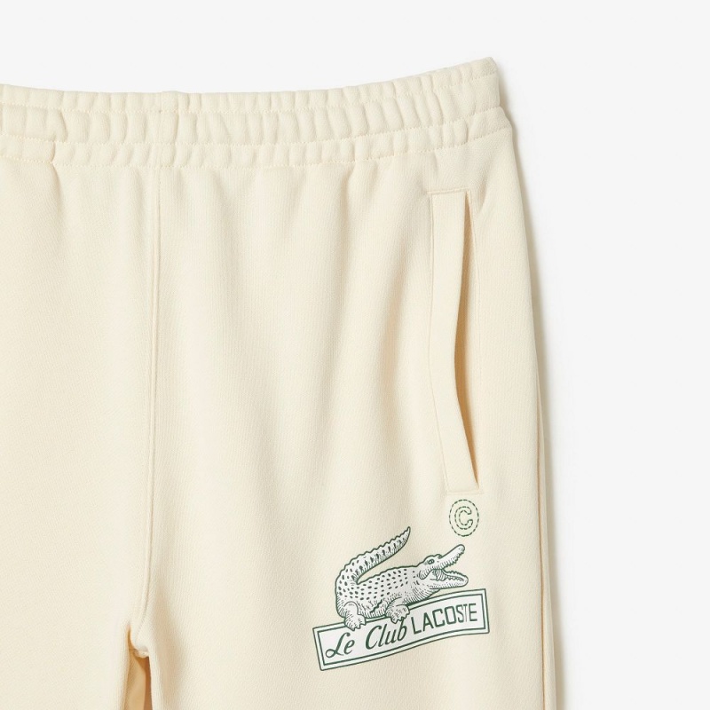 Men's Lacoste Organic Cotton Sweatpants Cream | STM782351