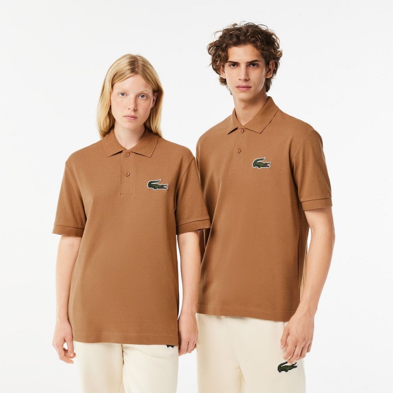 Men\'s Lacoste Original L.12.12 Loose Fit 80\'s Croc Polo Shirts Brown | HNE864713