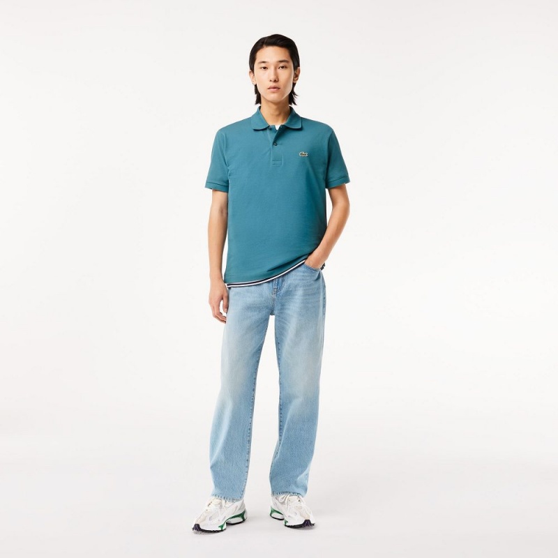 Men's Lacoste Original L.12.12 Petit Piqué Cotton Polo Shirts Hydro blue | IDP032576