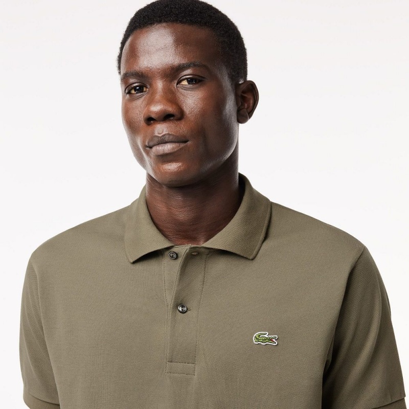 Men's Lacoste Original L.12.12 Petit Piqué Cotton Polo Shirts Khaki Green | GSC731825