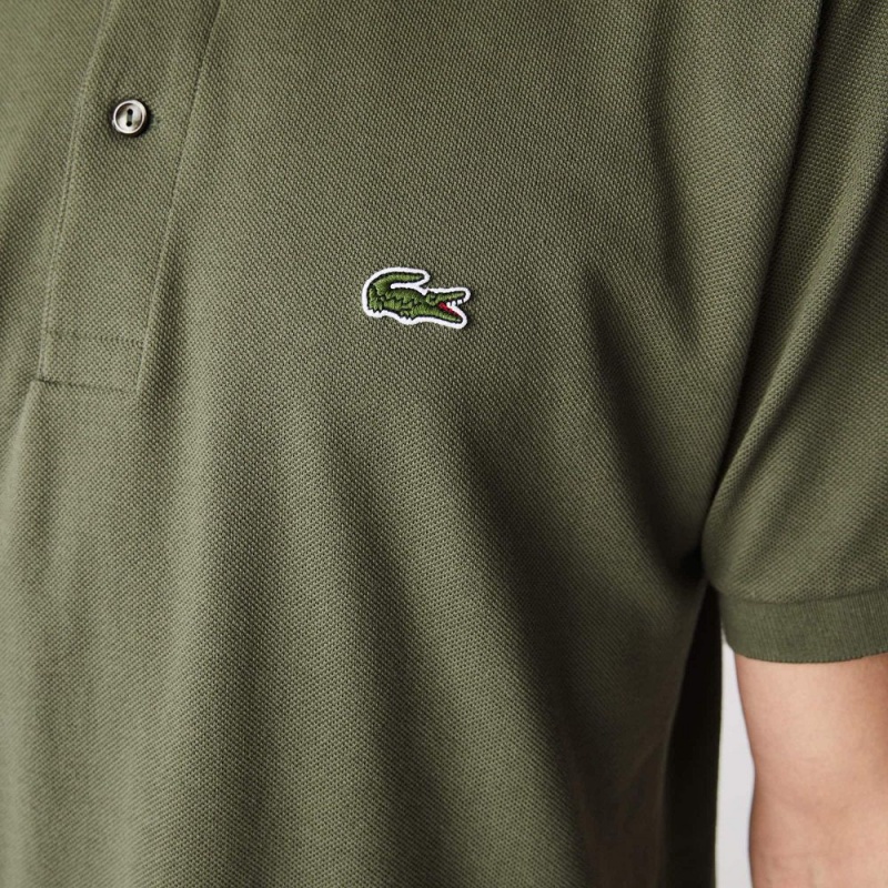 Men's Lacoste Original L.12.12 Petit Piqué Cotton Polo Shirts Khaki Green | GSC731825