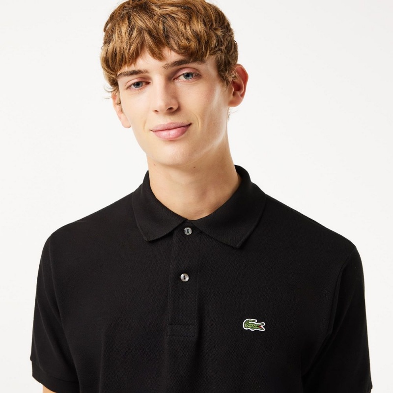 Men's Lacoste Original L.12.12 Petit Piqué Cotton Polo Shirts Black | UNA417650