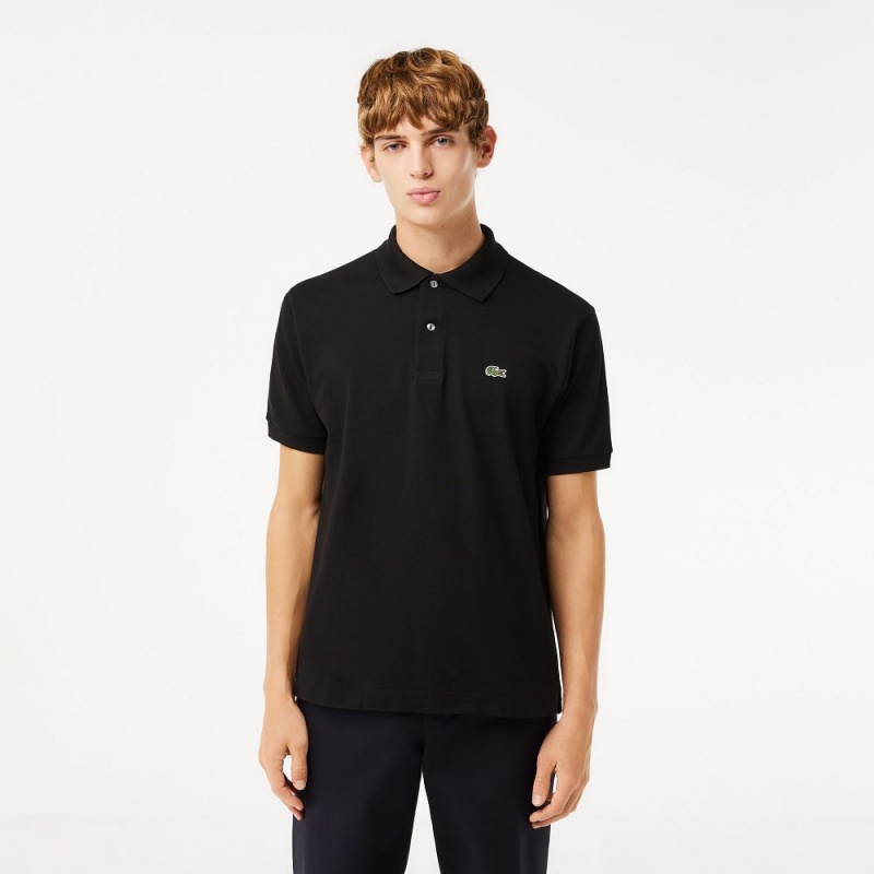 Men\'s Lacoste Original L.12.12 Petit Piqué Cotton Polo Shirts Black | UNA417650