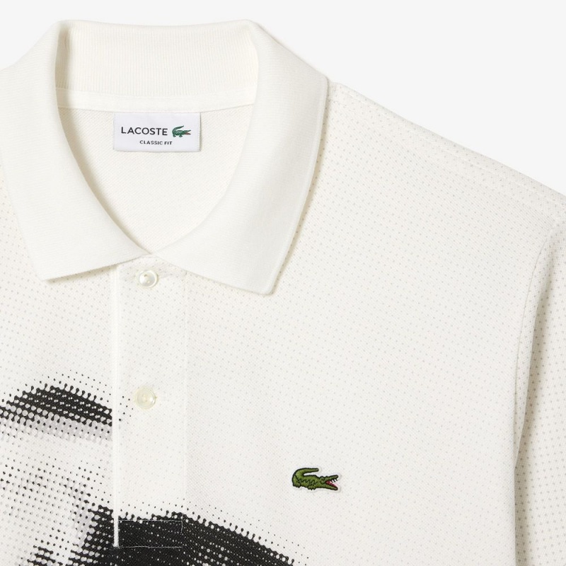 Men's Lacoste Original L.12.12 René Lacoste Print Polo Shirts White | YKT203987