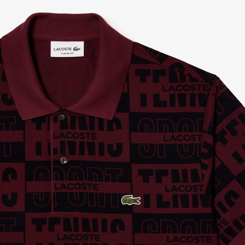 Men's Lacoste Original L.12.12 Two-Tone Badge Print Polo Shirts Bordeaux | URN972541