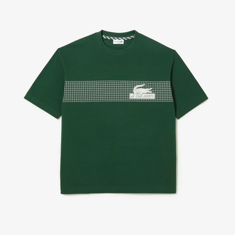 Men's Lacoste Oversize Fit Tennis Print T-Shirt Pine green | OLT796302