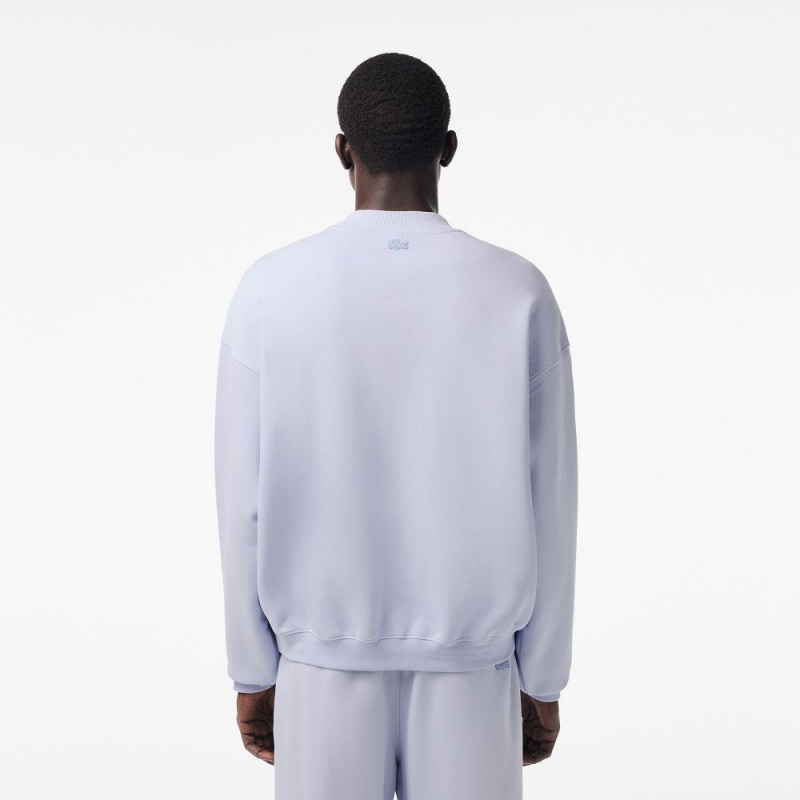 Men's Lacoste Oversized Double Face Piqué Sweatshirt Phoenix blue | GFY438967