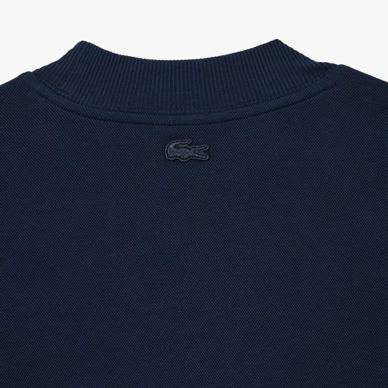 Men's Lacoste Oversized Double Face Piqué Sweatshirt Navy Blue | RYZ170653