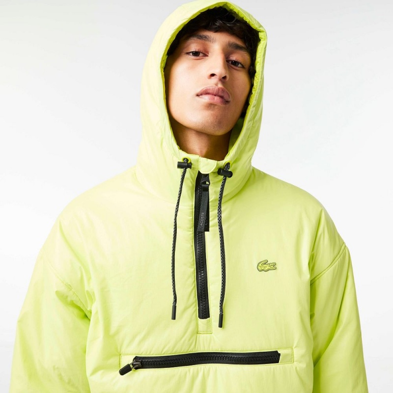 Men's Lacoste Padded Popover Hooded Jackets Yellow | UJZ025913