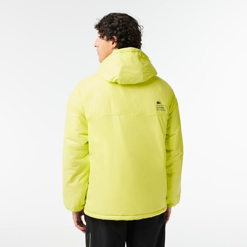 Men's Lacoste Padded Popover Hooded Jackets Yellow | UJZ025913