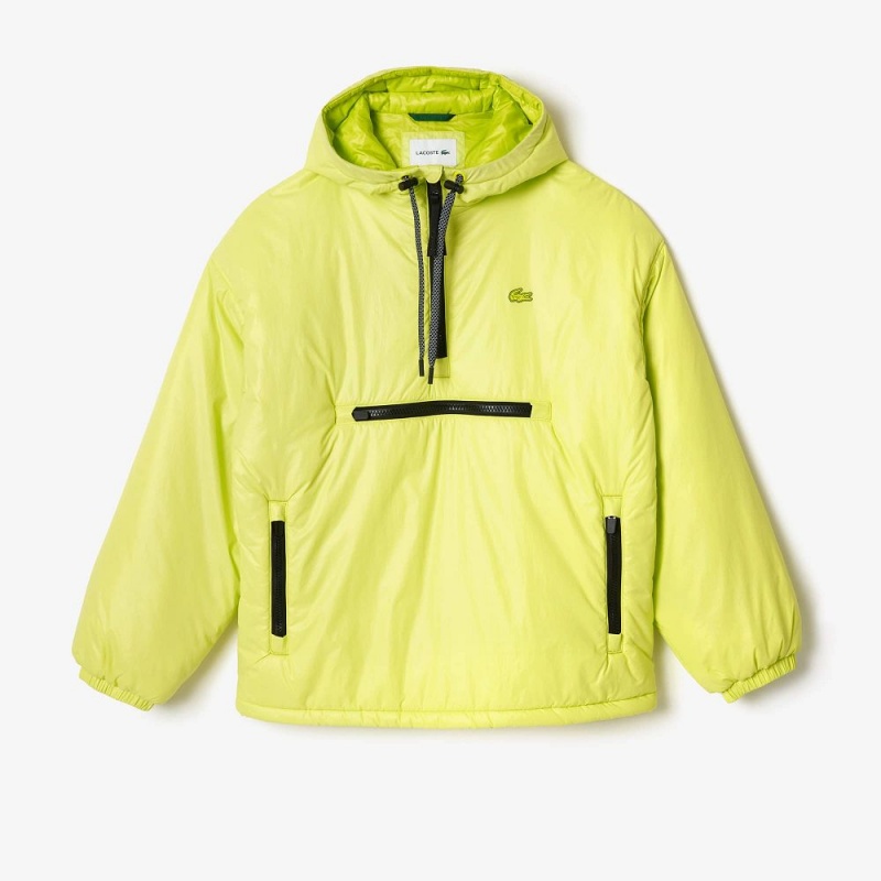 Men's Lacoste Padded Popover Hooded Jackets Yellow | UJZ025913