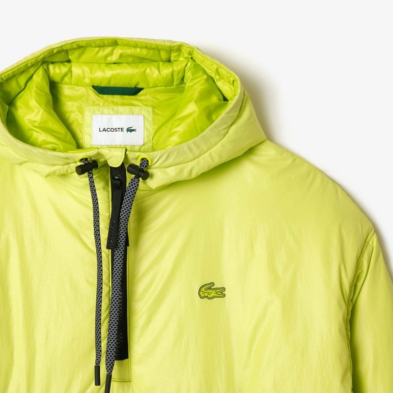 Men's Lacoste Padded Popover Hooded Jackets Yellow | UJZ025913