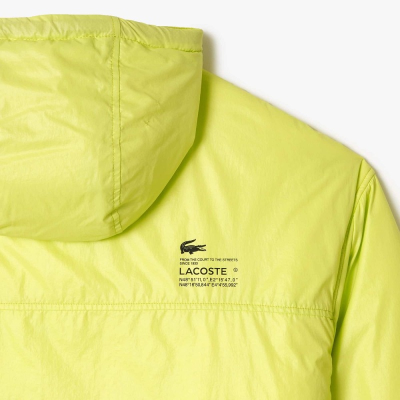 Men's Lacoste Padded Popover Hooded Jackets Yellow | UJZ025913