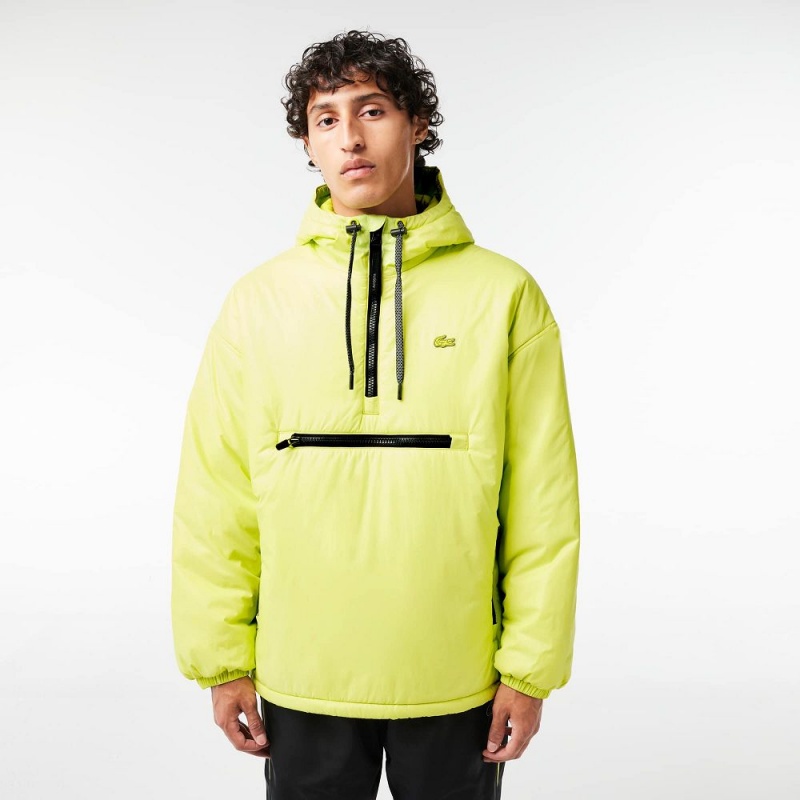 Men\'s Lacoste Padded Popover Hooded Jackets Yellow | UJZ025913