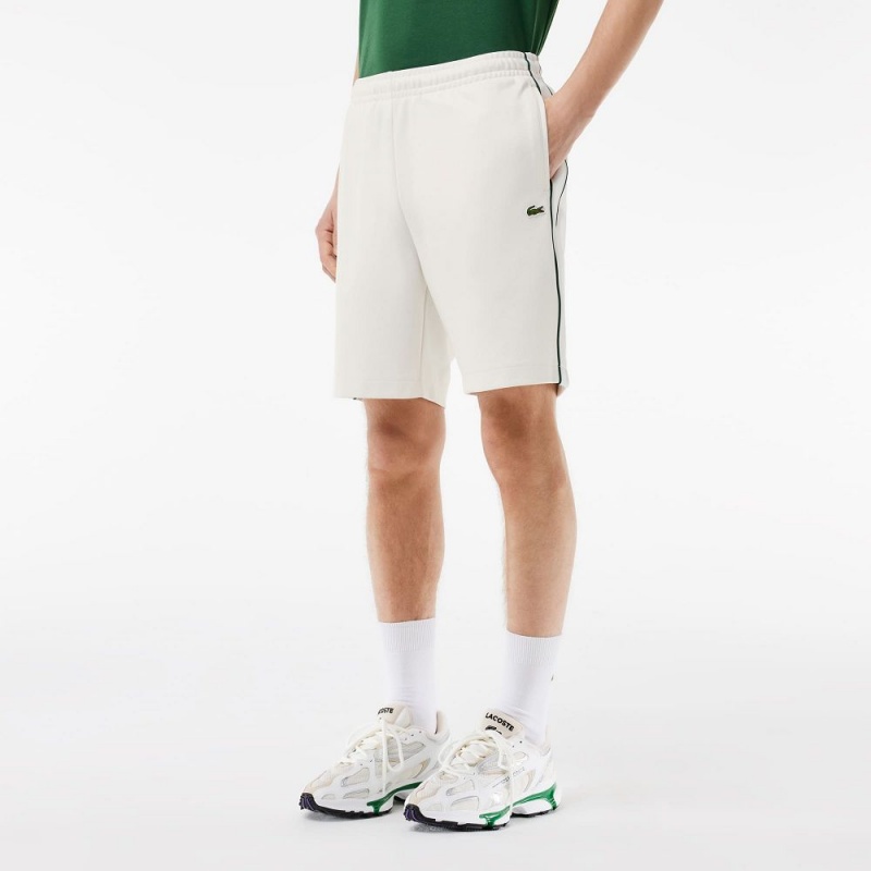 Men's Lacoste Paris Interlock Piqué Contrast Trim Shorts White | BPI384276