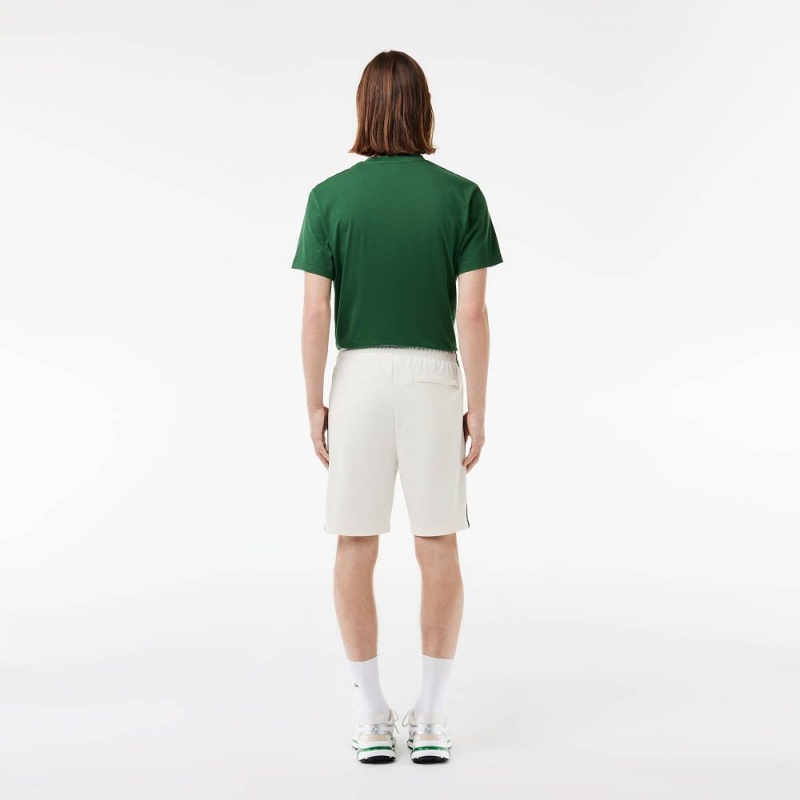 Men's Lacoste Paris Interlock Piqué Contrast Trim Shorts White | BPI384276