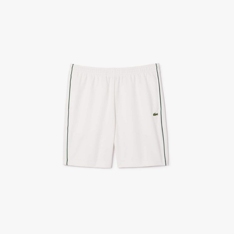 Men's Lacoste Paris Interlock Piqué Contrast Trim Shorts White | BPI384276