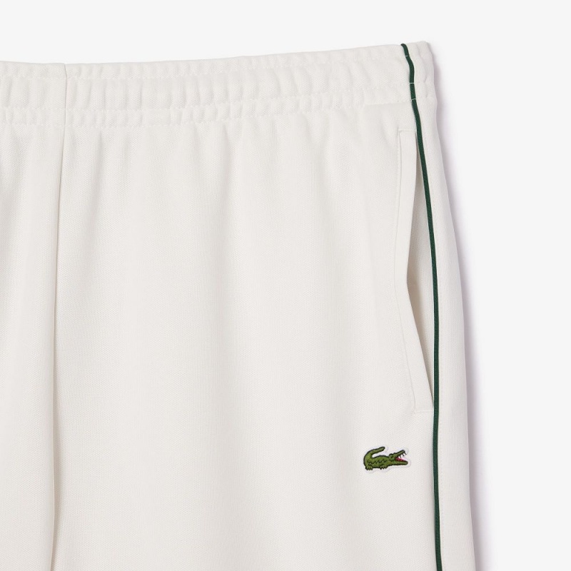 Men's Lacoste Paris Interlock Piqué Contrast Trim Shorts White | BPI384276