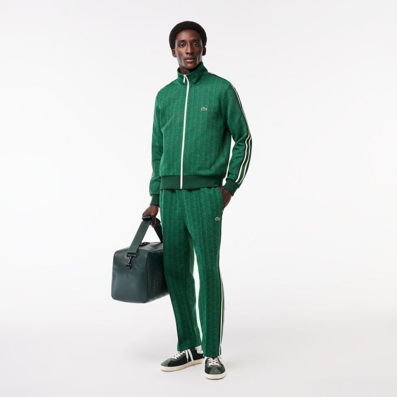 Men's Lacoste Paris Monogram Zip-Up Sweatshirt Green | LZM204675