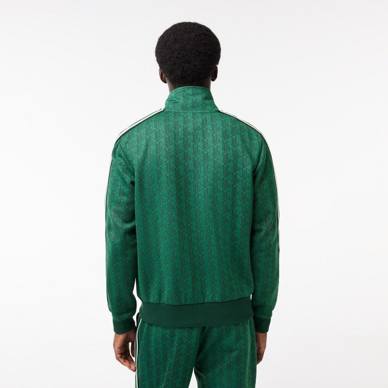 Men's Lacoste Paris Monogram Zip-Up Sweatshirt Green | LZM204675