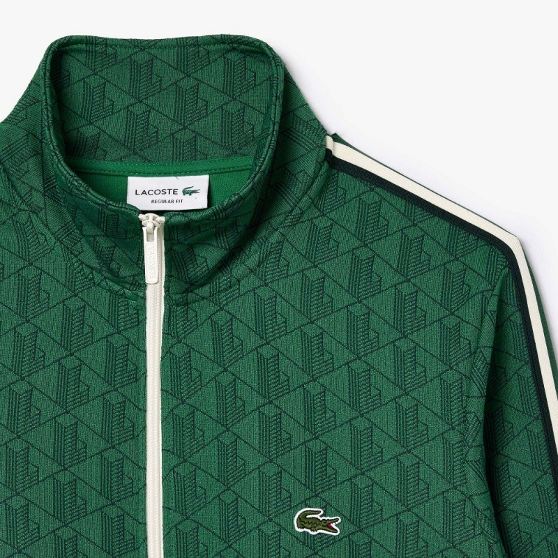 Men's Lacoste Paris Monogram Zip-Up Sweatshirt Green | LZM204675