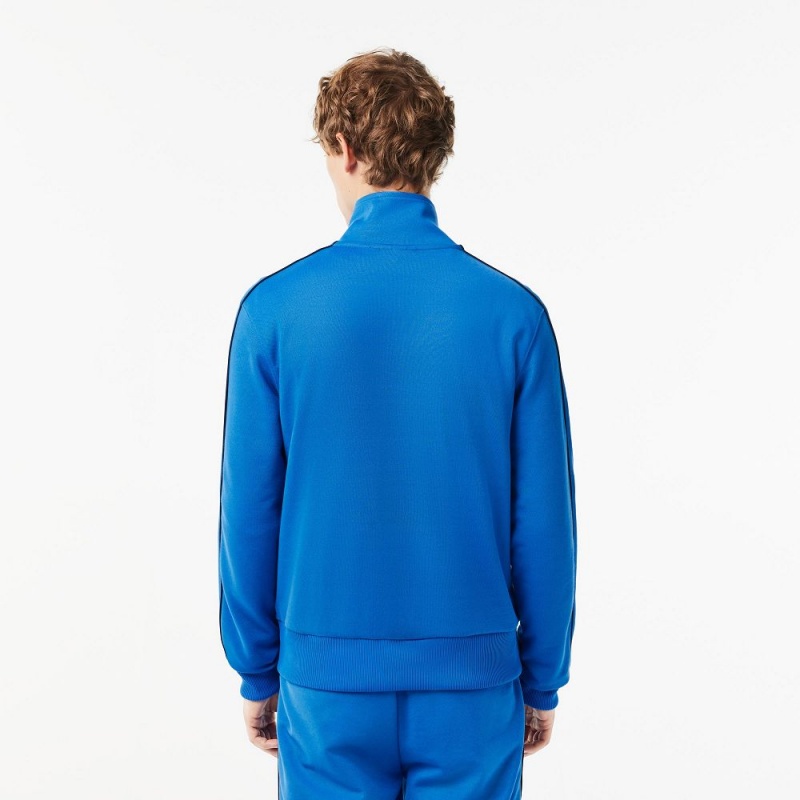 Men's Lacoste Paris Piqué Track Jackets Blue | DUR467258