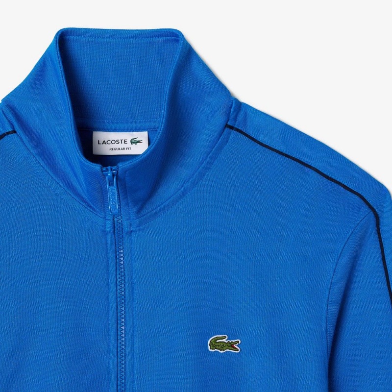 Men's Lacoste Paris Piqué Track Jackets Blue | DUR467258