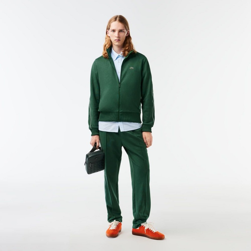 Men's Lacoste Paris Piqué Track Jackets Pine green | YDQ468795