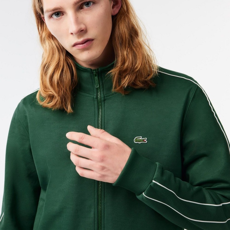 Men's Lacoste Paris Piqué Track Jackets Pine green | YDQ468795