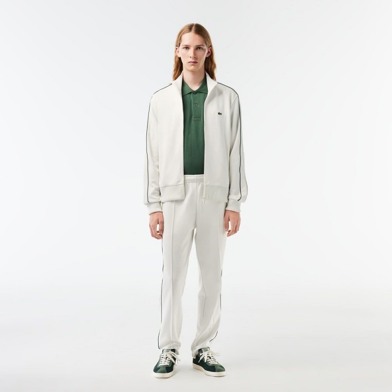 Men's Lacoste Paris Piqué Track Jackets White | XLK704152