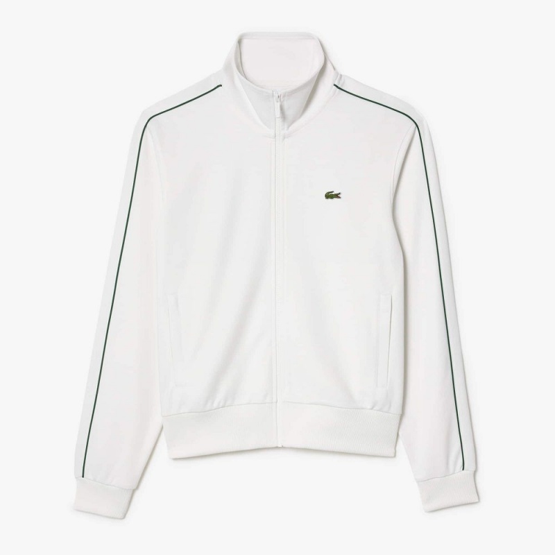 Men's Lacoste Paris Piqué Track Jackets White | XLK704152