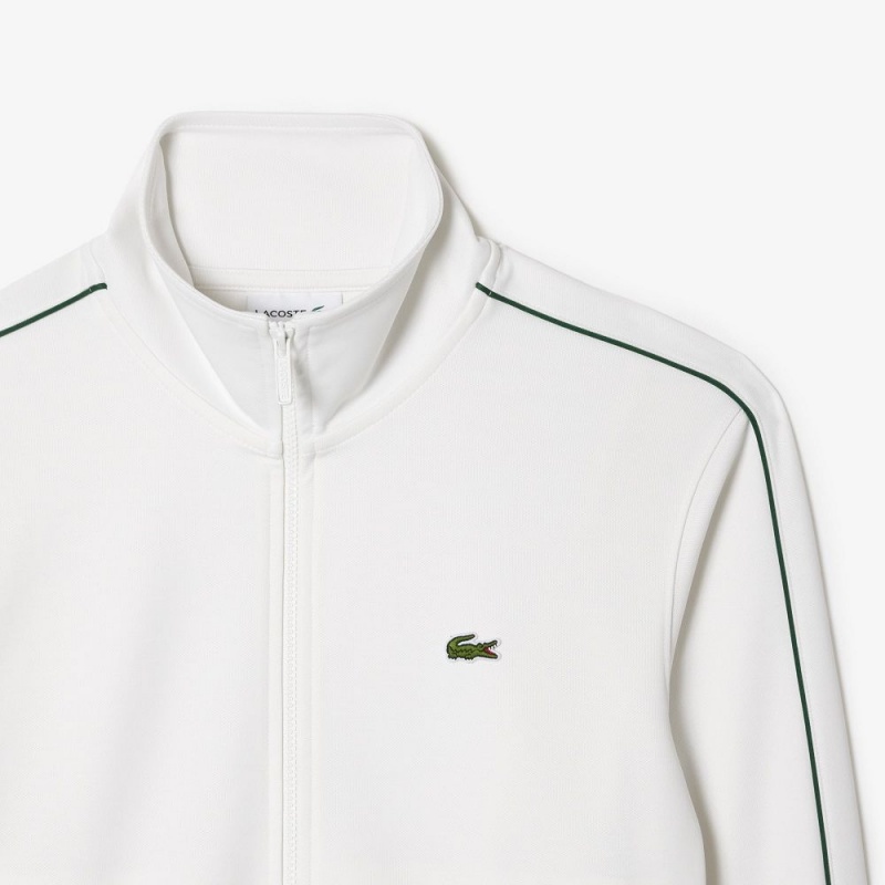 Men's Lacoste Paris Piqué Track Jackets White | XLK704152