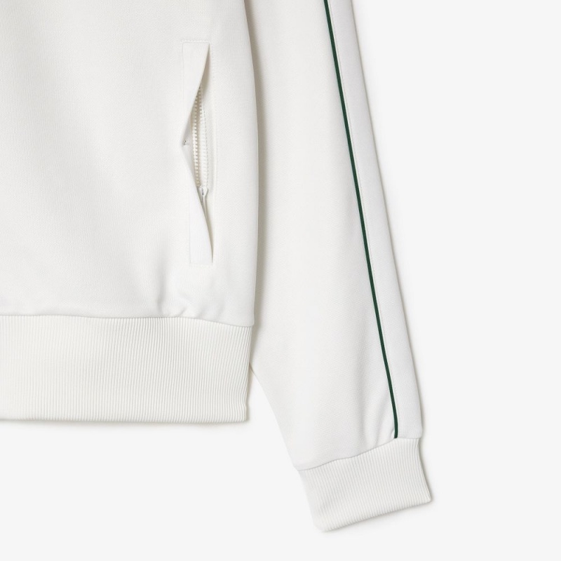 Men's Lacoste Paris Piqué Track Jackets White | XLK704152