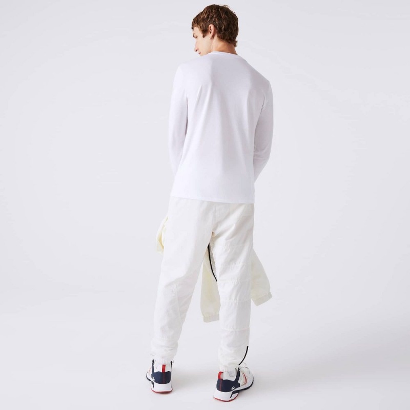 Men's Lacoste Patchwork Water-Repellent Joggers White | AHN047319