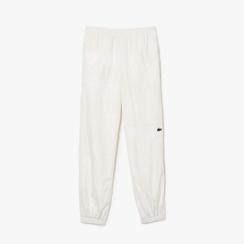 Men's Lacoste Patchwork Water-Repellent Joggers White | AHN047319