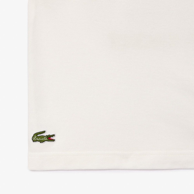 Men's Lacoste Patent Back Piqué T-Shirt White | YHW206748