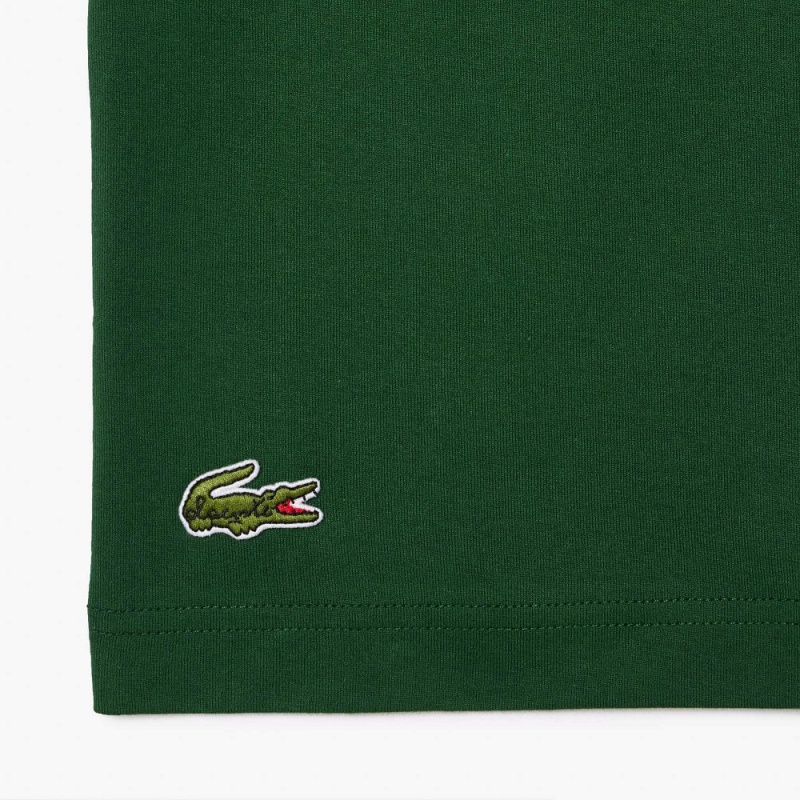 Men's Lacoste Piqué Effect Slogan Cotton Jersey T-Shirt Pine green | UGR506924