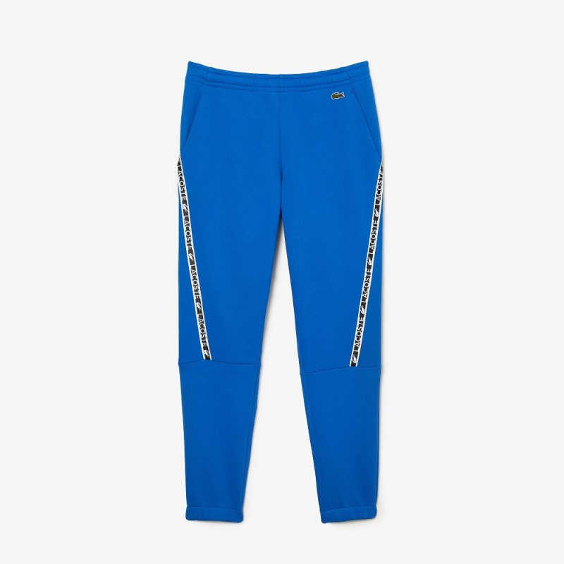 Men\'s Lacoste Printed Bands Sweatpants Blue | HJX914730